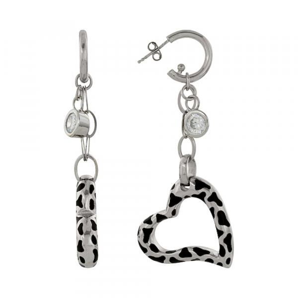 Серебряные серьги с каучуком и фианитом № 83063