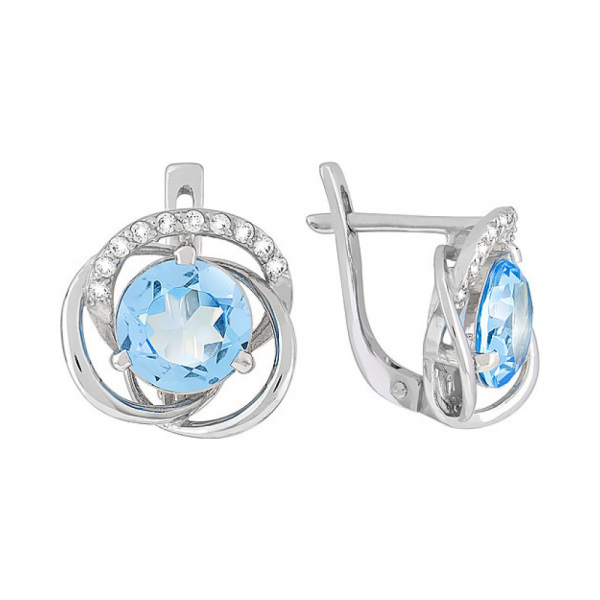 Золотые серьги с топазом и фианитом № 117692