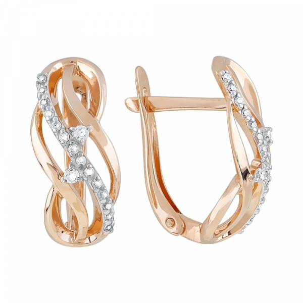 Золотые серьги с фианитами № 120669