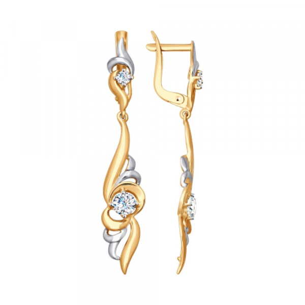 Золотые серьги с фианитом № 140950