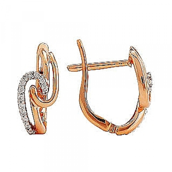 Золотые серьги с бриллиантом № 81969