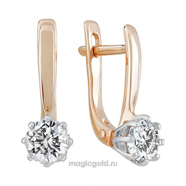 Золотые серьги с фианитом № 139465