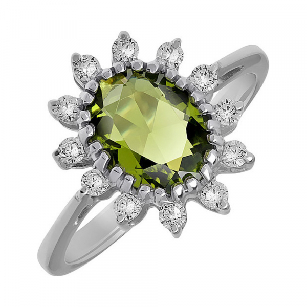 Серебряное кольцо с алпанитом и фианитом № 134551