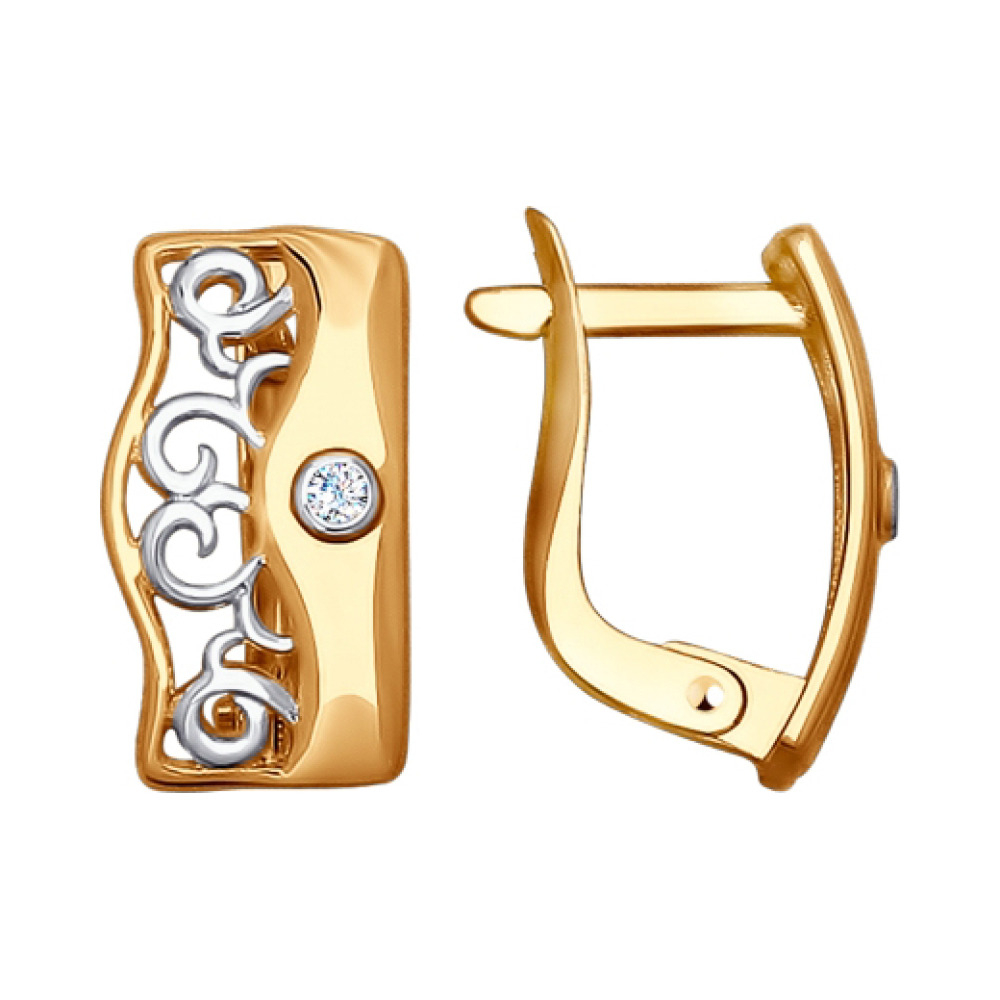 Золотые серьги с фианитом № 140944