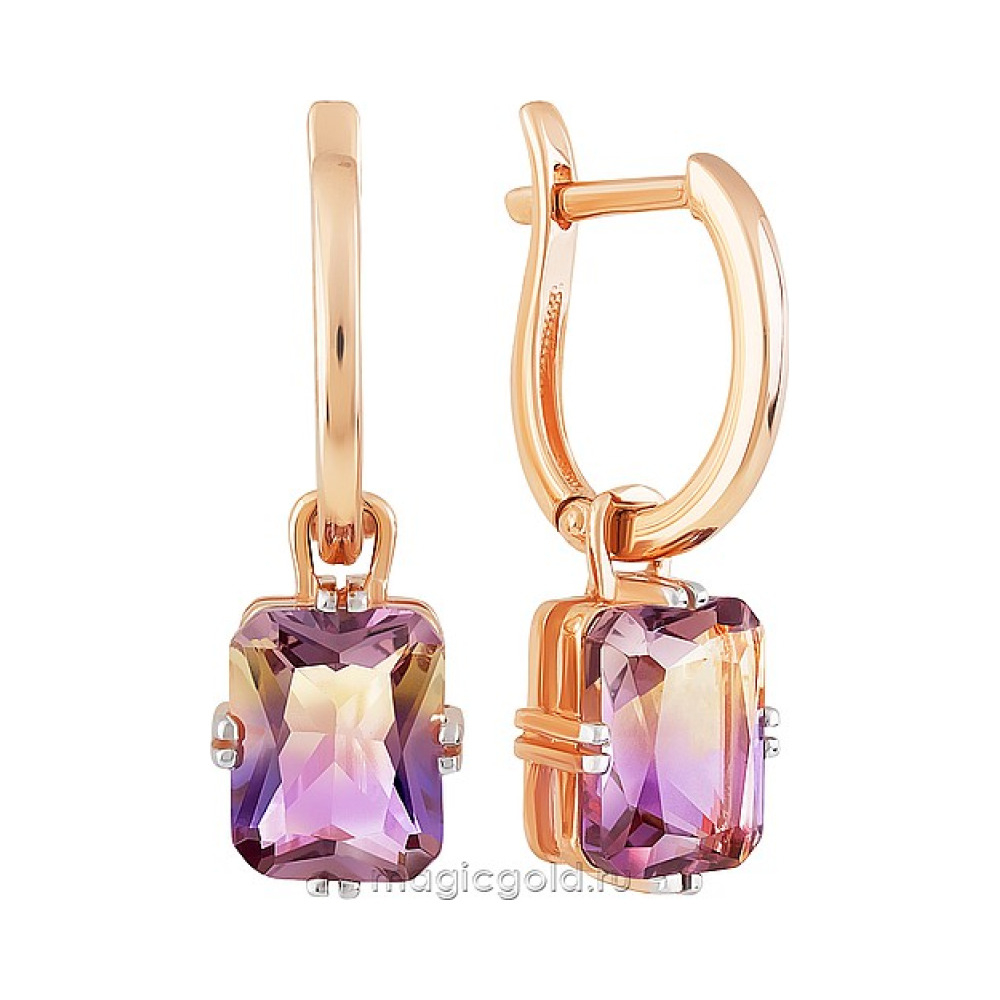 Золотые серьги с аметрином  № 162895