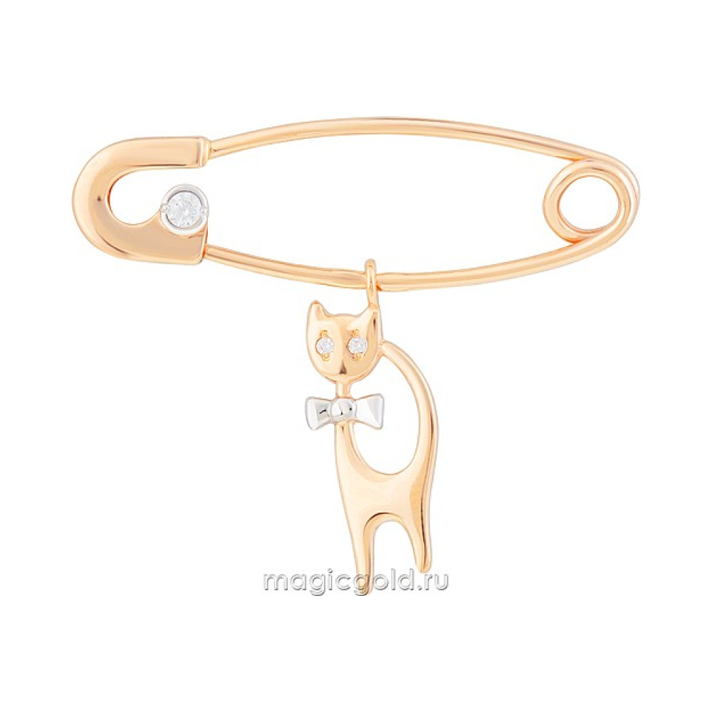 Золотая брошь с фианитом № 171849