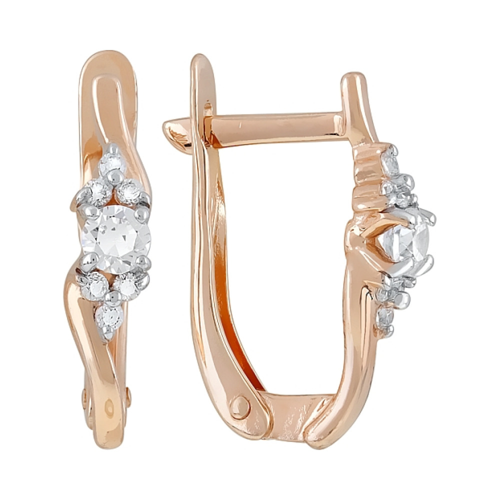 Золотые серьги с фианитами № 120663