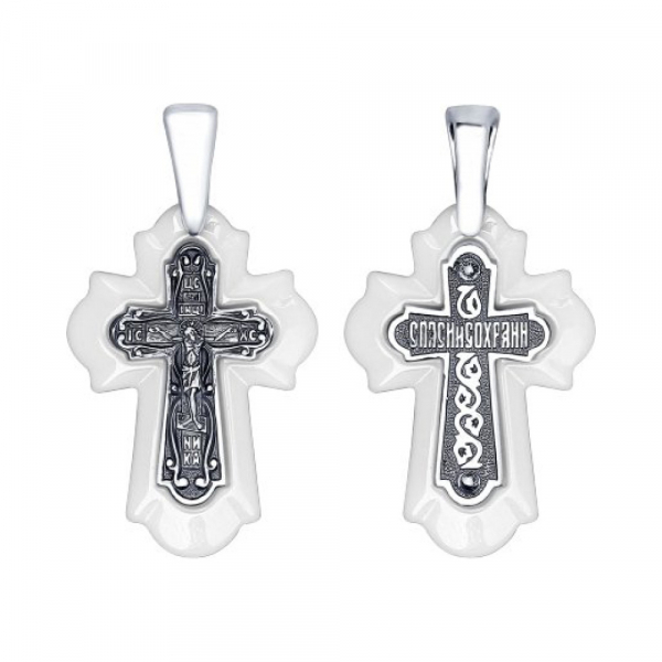 Серебряная подвеска с керамикой и черн родием № 159822