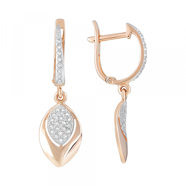 Золотые серьги с фианитами № 123448