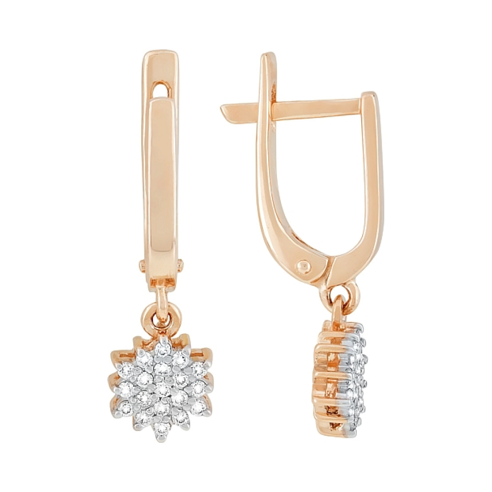 Золотые серьги с бриллиантом № 115650