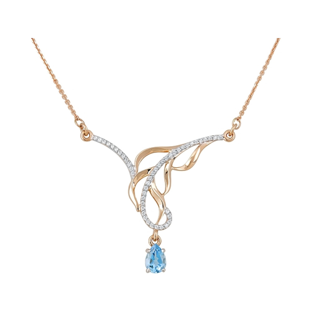 Золотое колье с топазом и фианитом № 119578