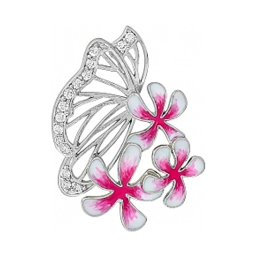 Серебряная подвеска с фианитом и эмалью № 114976