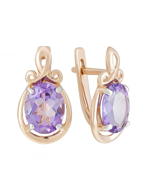Золотые серьги с аметистом № 124502