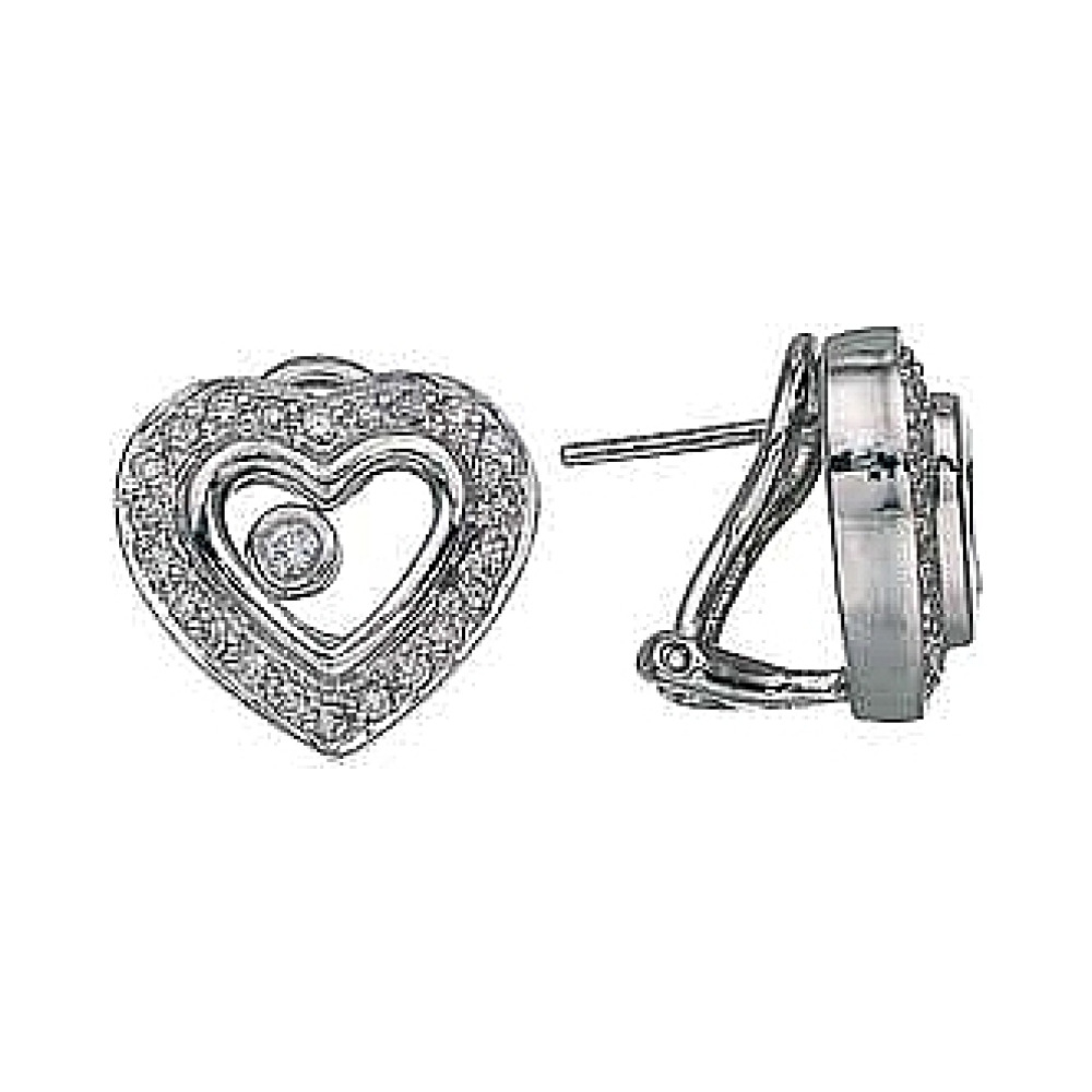 Золотые серьги с плавающими бриллиантами № 2790