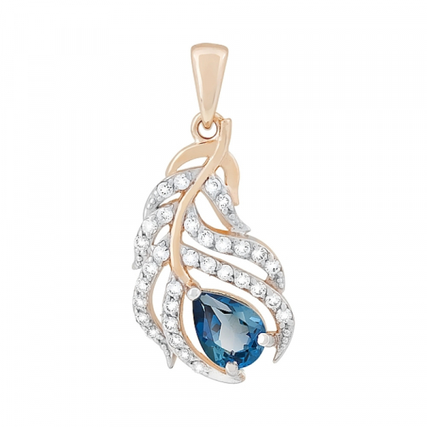 Золотая подвеска с топазом и фианитом № 117492