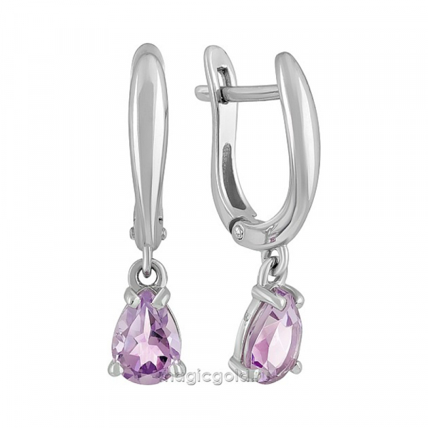 Серебряные серьги с аметистом № 133033