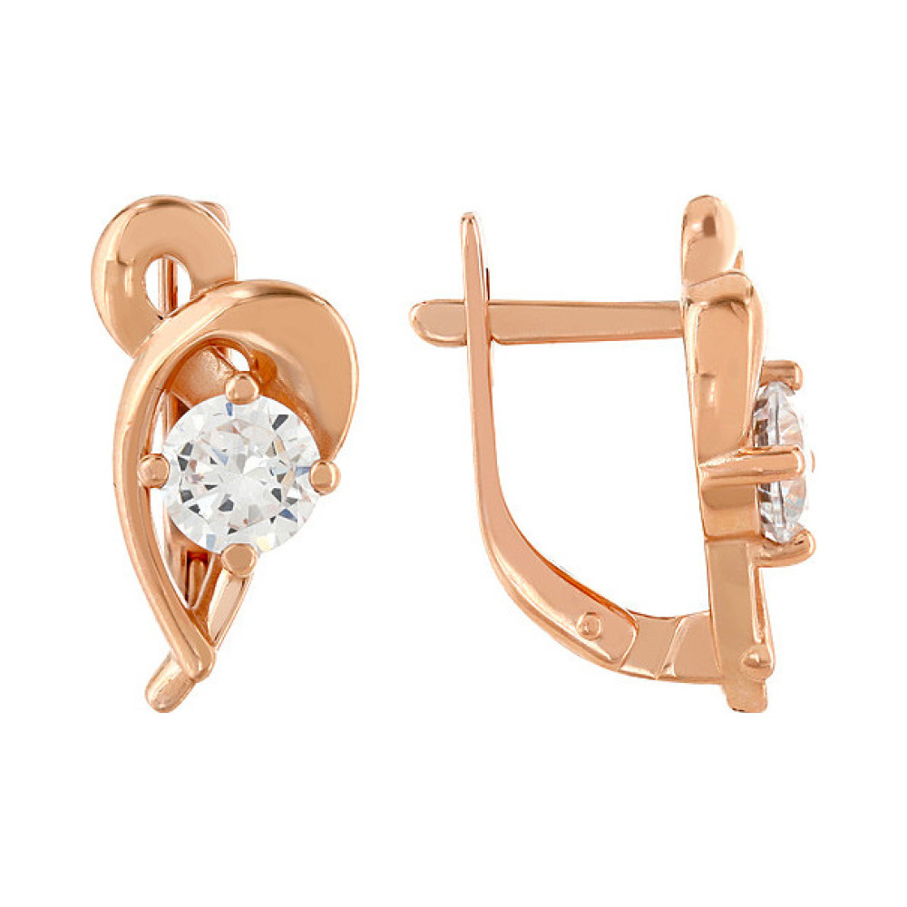 Золотые серьги с фианитом № 103811