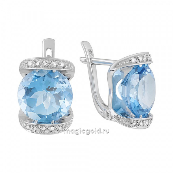 Золотые серьги с топазом и фианитом № 122821