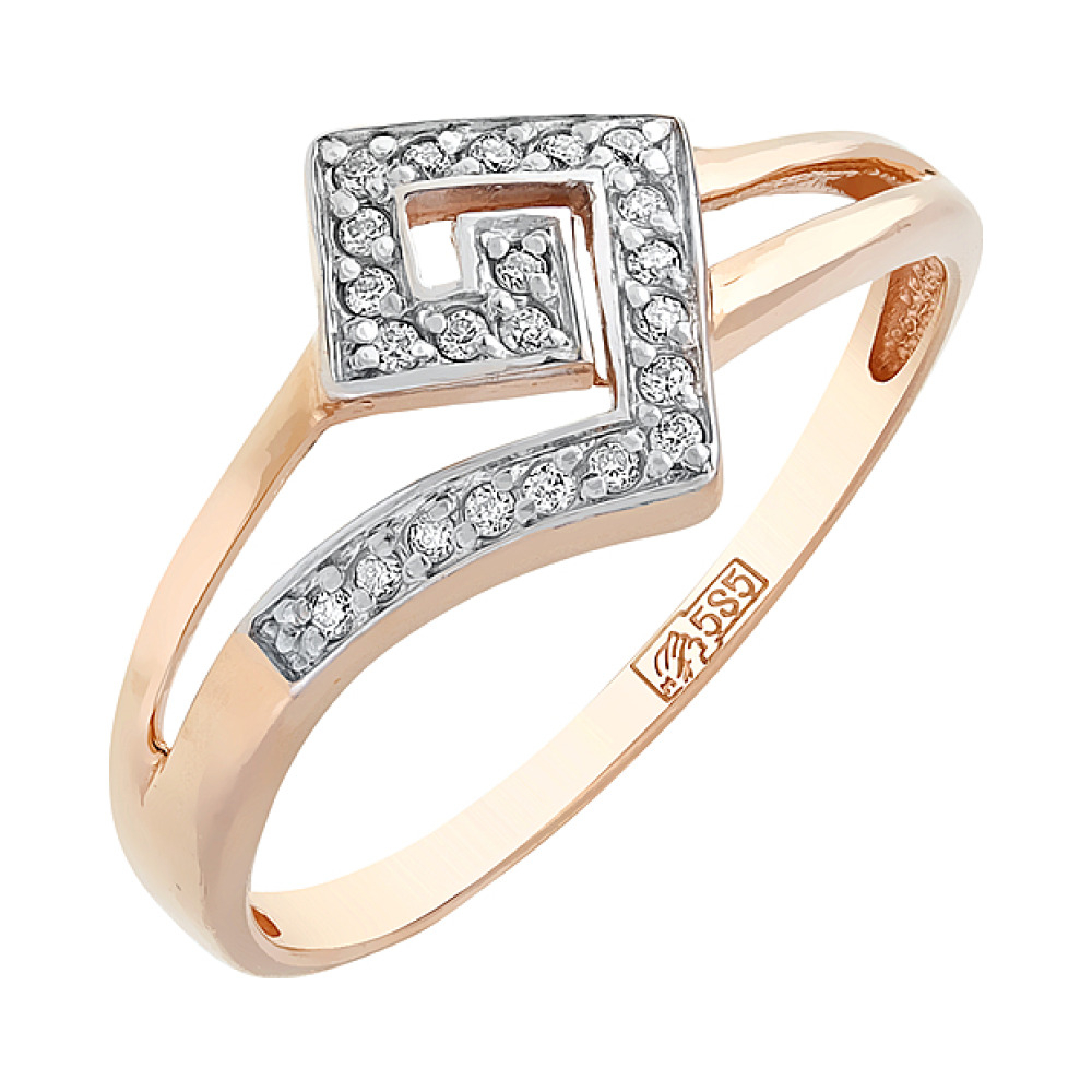 Золотое кольцо с бриллиантом № 107424