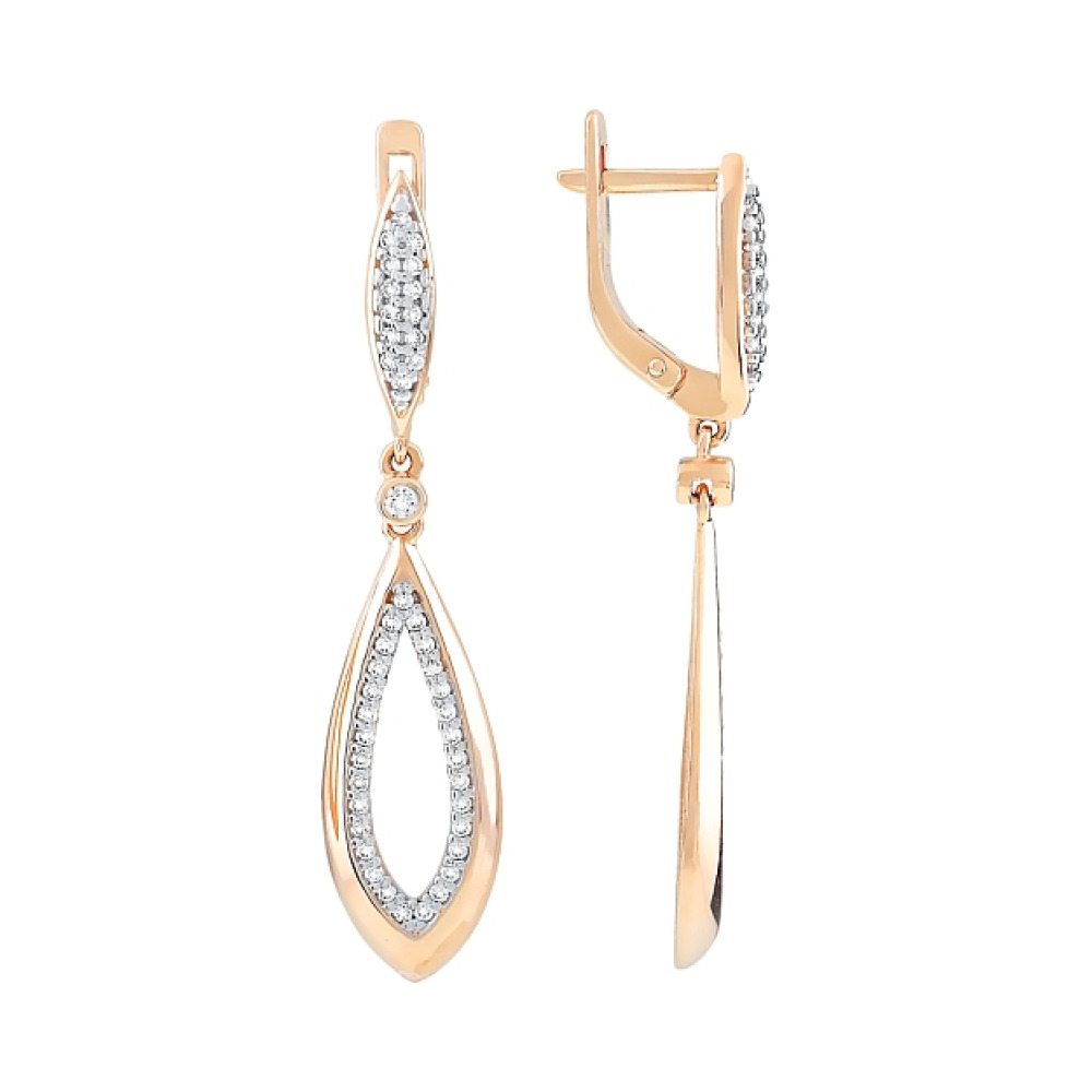 Золотые серьги с фианитами № 112304