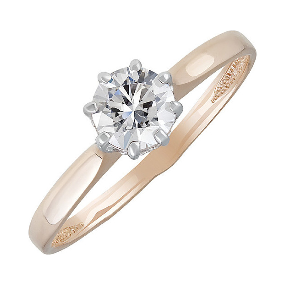Золотое кольцо с кристаллом swarovski и фианитом № 134991
