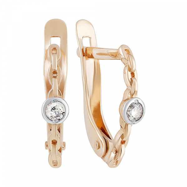Золотые серьги с фианитом № 135181