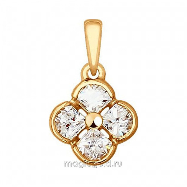 Золотая подвеска с кристаллом swarovski № 161654