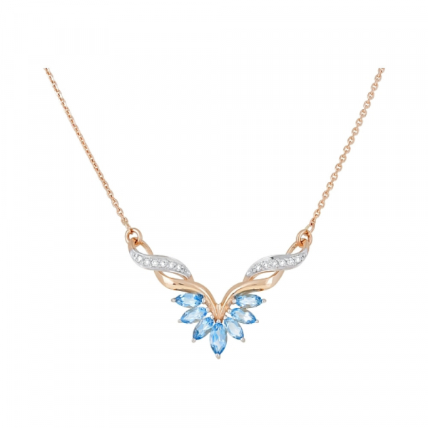 Золотое колье с топазом и фианитом № 120236