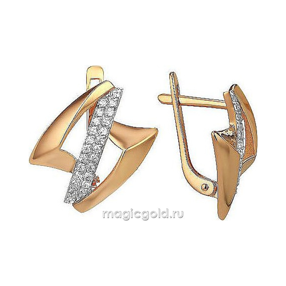Золотые серьги с фианитом № 174001
