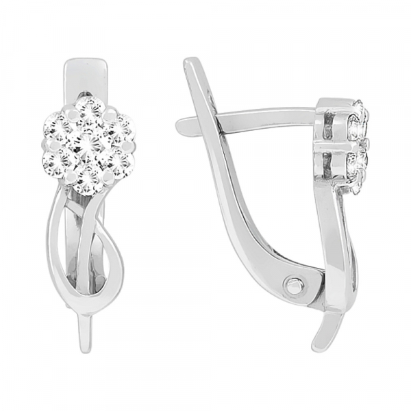 Золотые серьги с бриллиантом № 100028