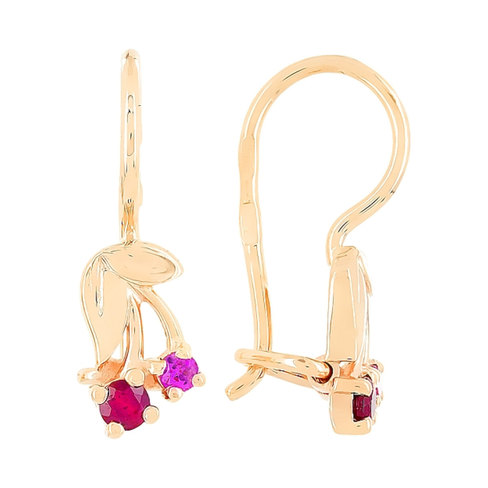 Золотые серьги с фианитами № 102349