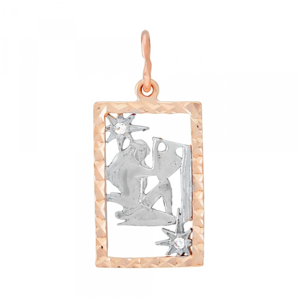 Золотая подвеска с алмазкой и фианитом № 106769