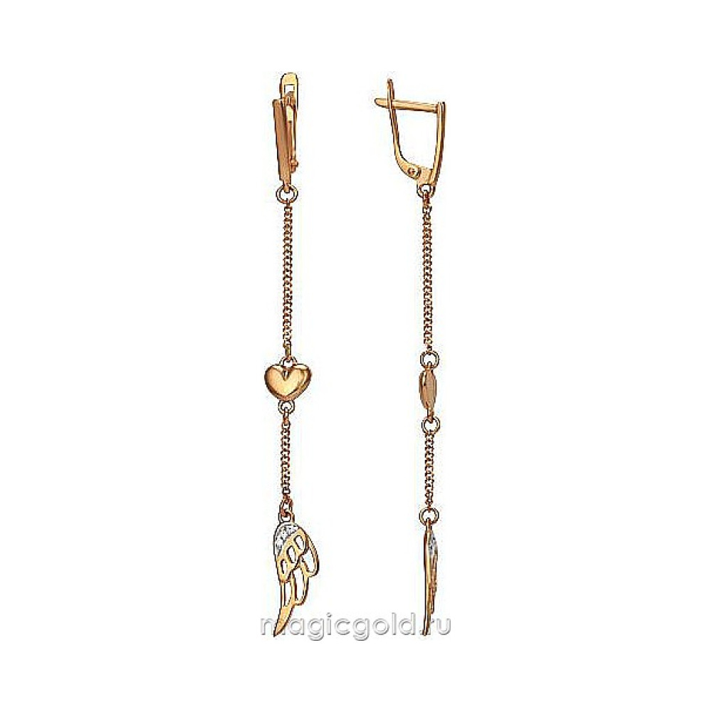 Золотые серьги с фианитом № 173838