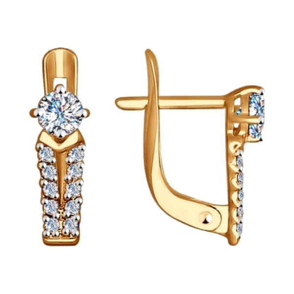 Золотые серьги с фианитом № 138523