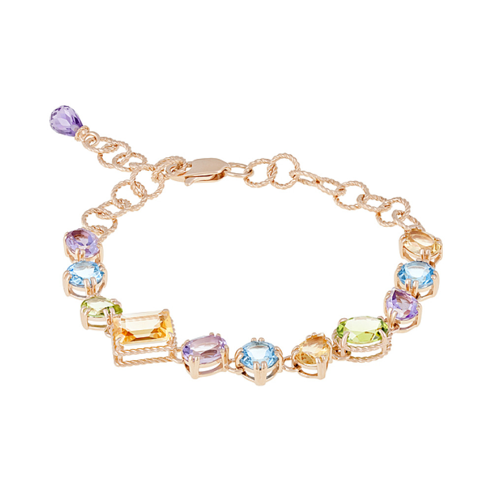 Золотой браслет с полудраг. вставками № 126969