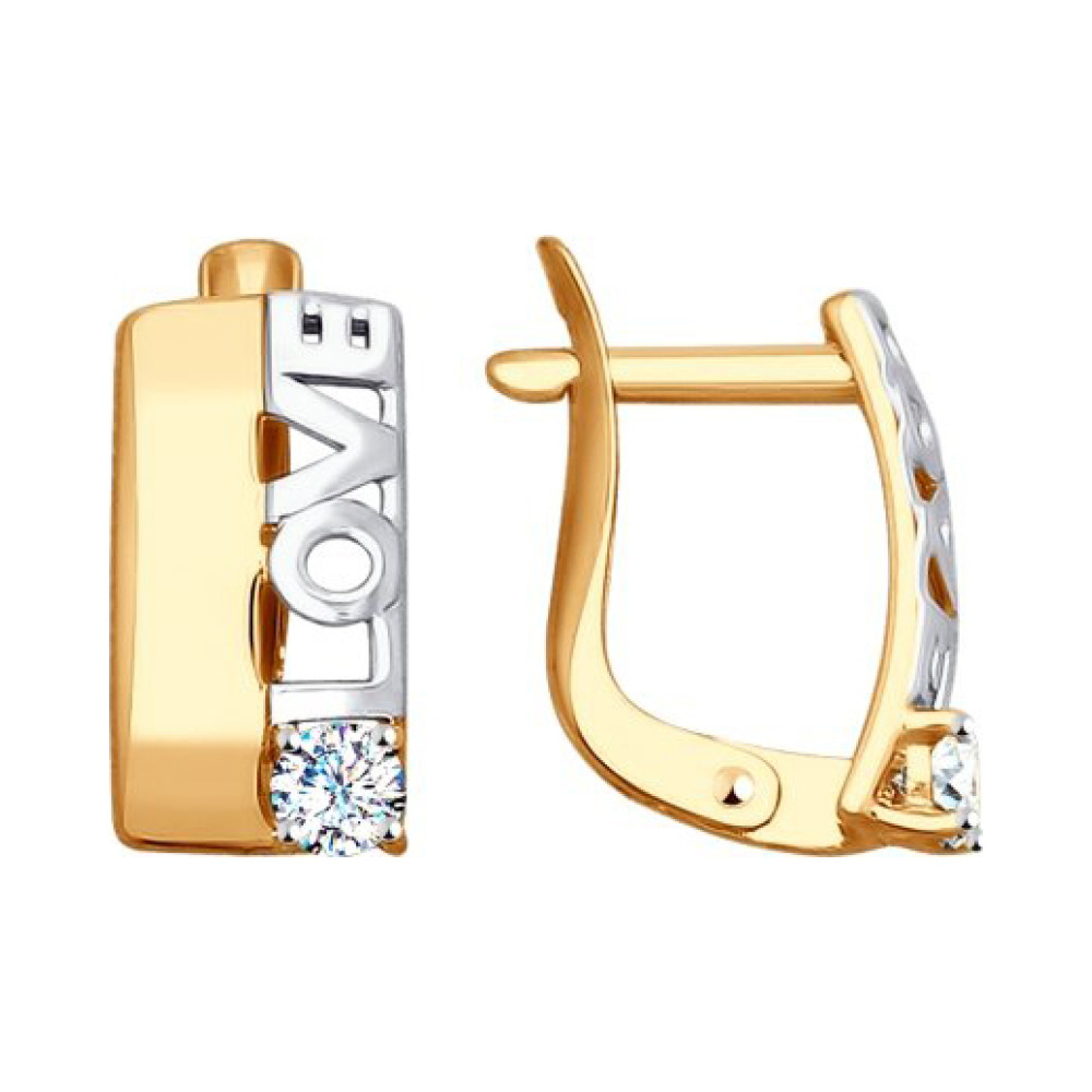 Золотые серьги с фианитом № 155849