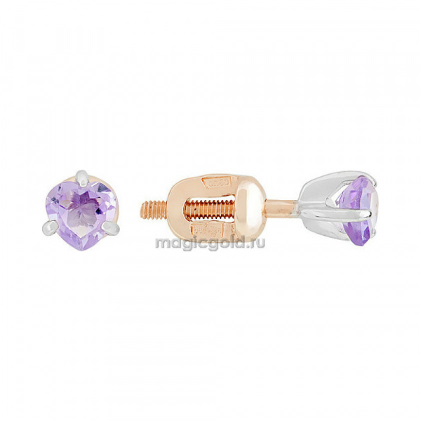 Пуссеты с аметистом № 156326