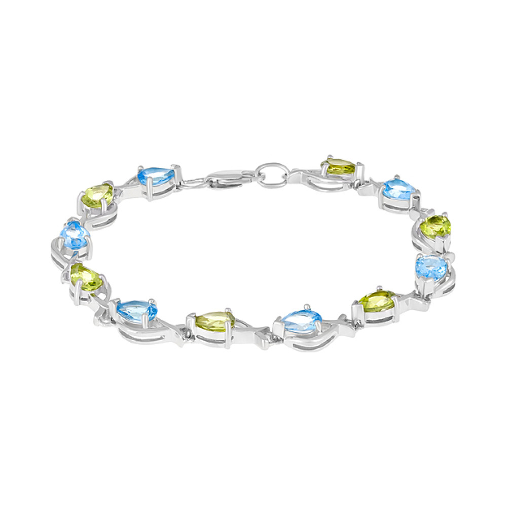 Серебряный браслет с полудраг. вставками № 126159