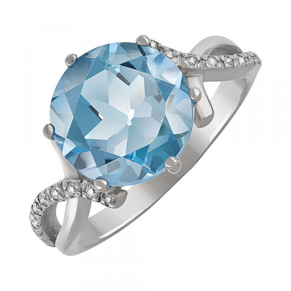 Серебряное кольцо с топазом и фианитом № 134262