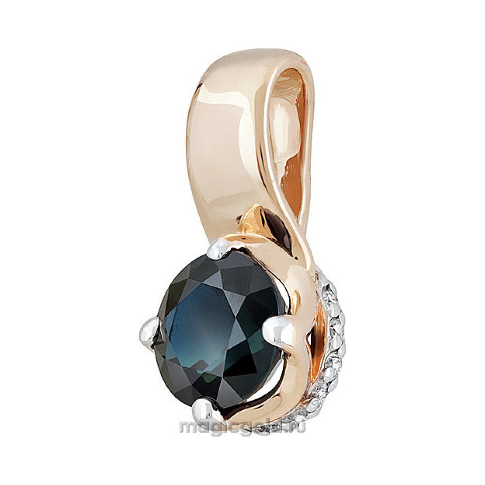 Золотая подвеска с бриллиантом и сапфиром № 140335