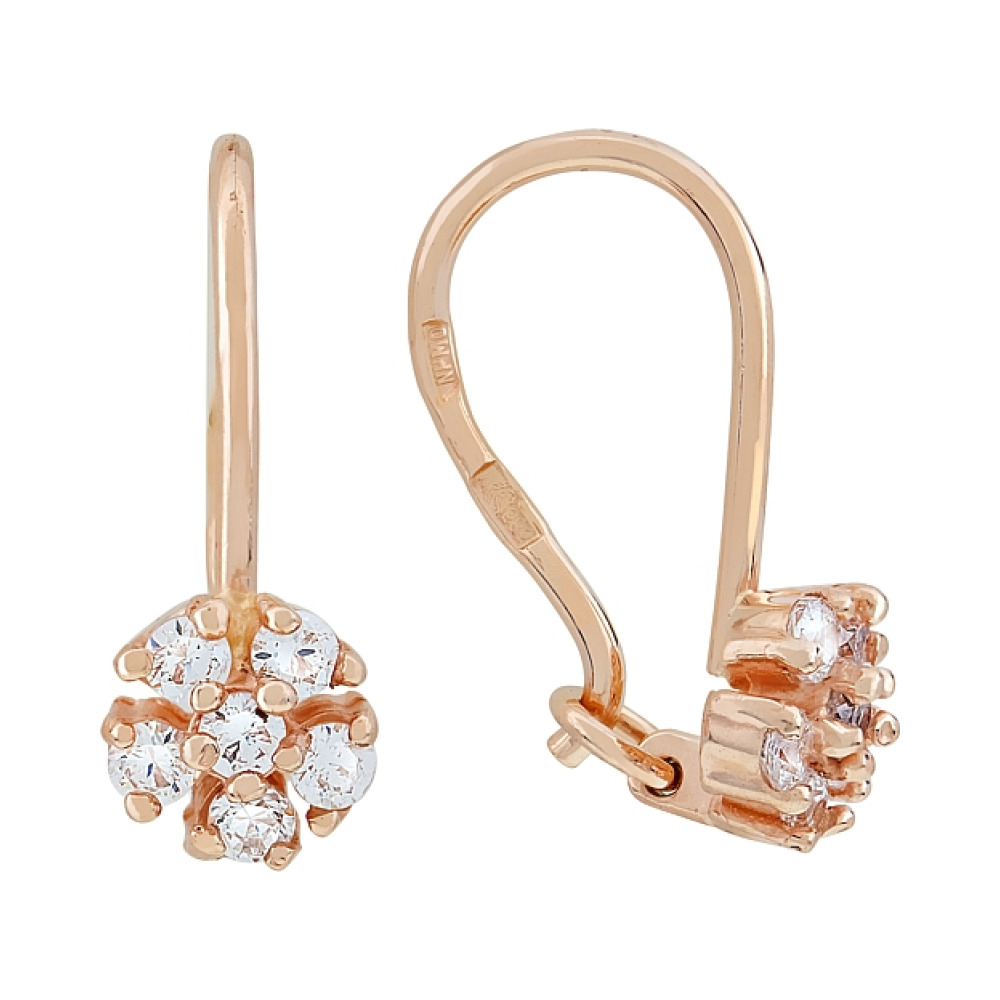 Золотые серьги с фианитом № 116737