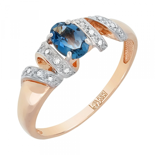 Золотое кольцо с топазом и фианитом № 115370