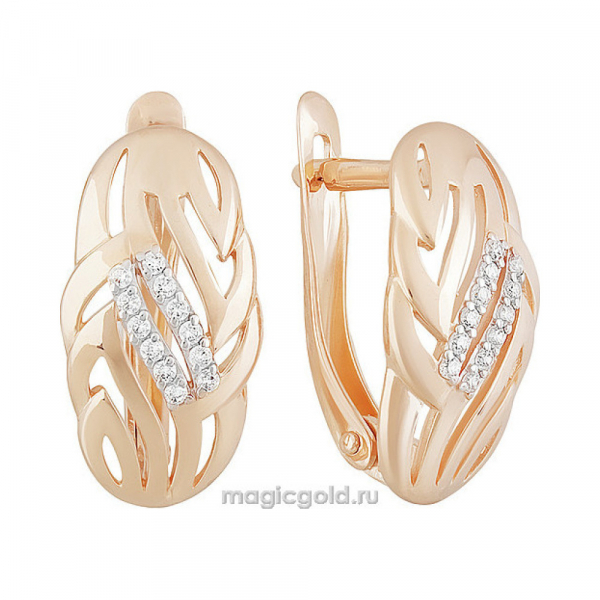 Золотые серьги с фианитом № 160264