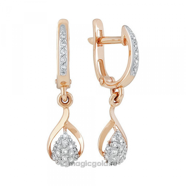 Золотые серьги с фианитом № 141121