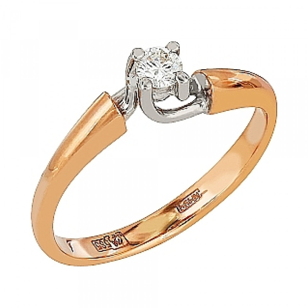 Золотое кольцо с бриллиантом № 32346