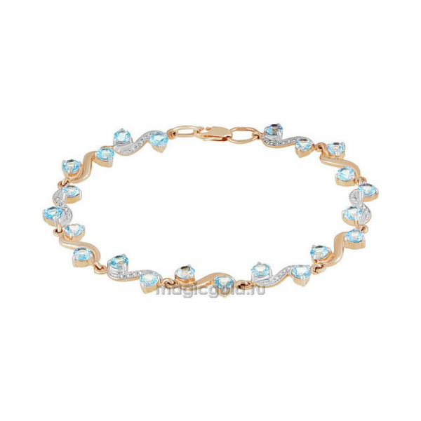 Золотой браслет с топазом и фианитом № 103734
