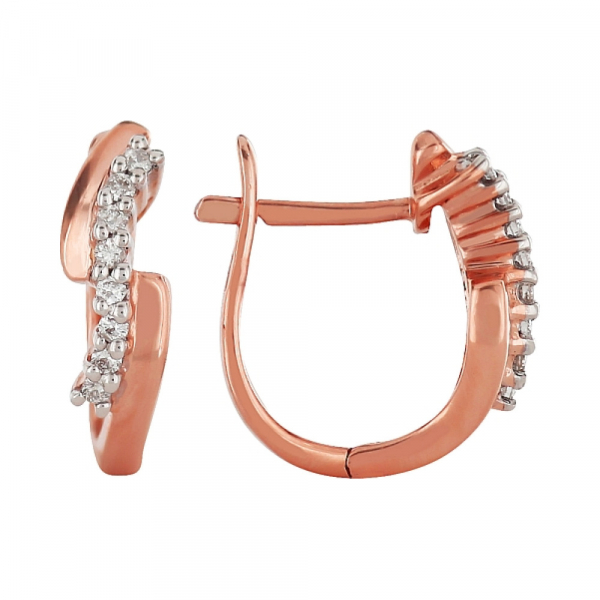 Золотые серьги с бриллиантом № 98070