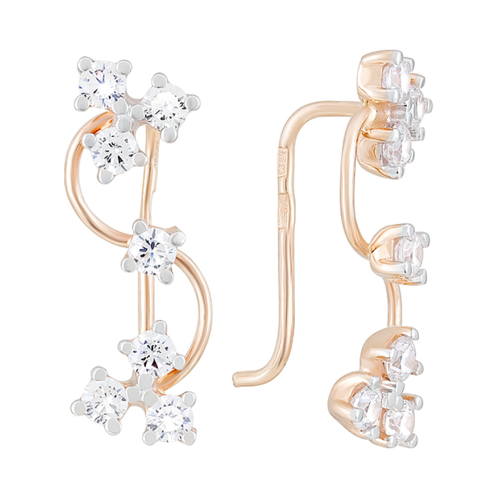 Золотые серьги с фианитом № 124324