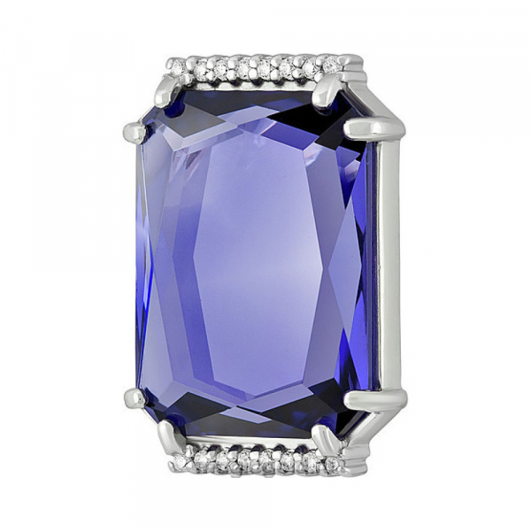 Серебряная подвеска с ситаллом и фианитом № 140091