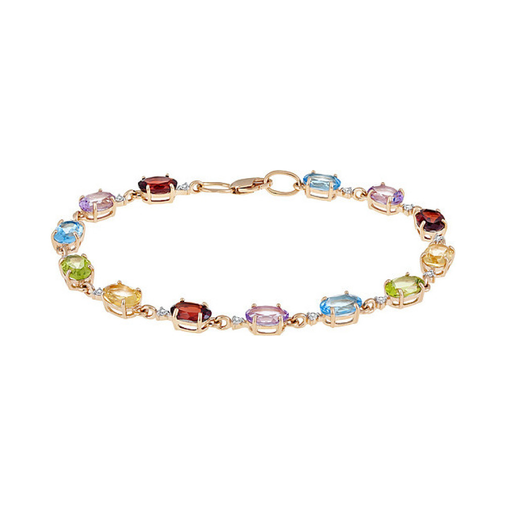 Золотой браслет с полудраг. вставками и фианитом № 122698